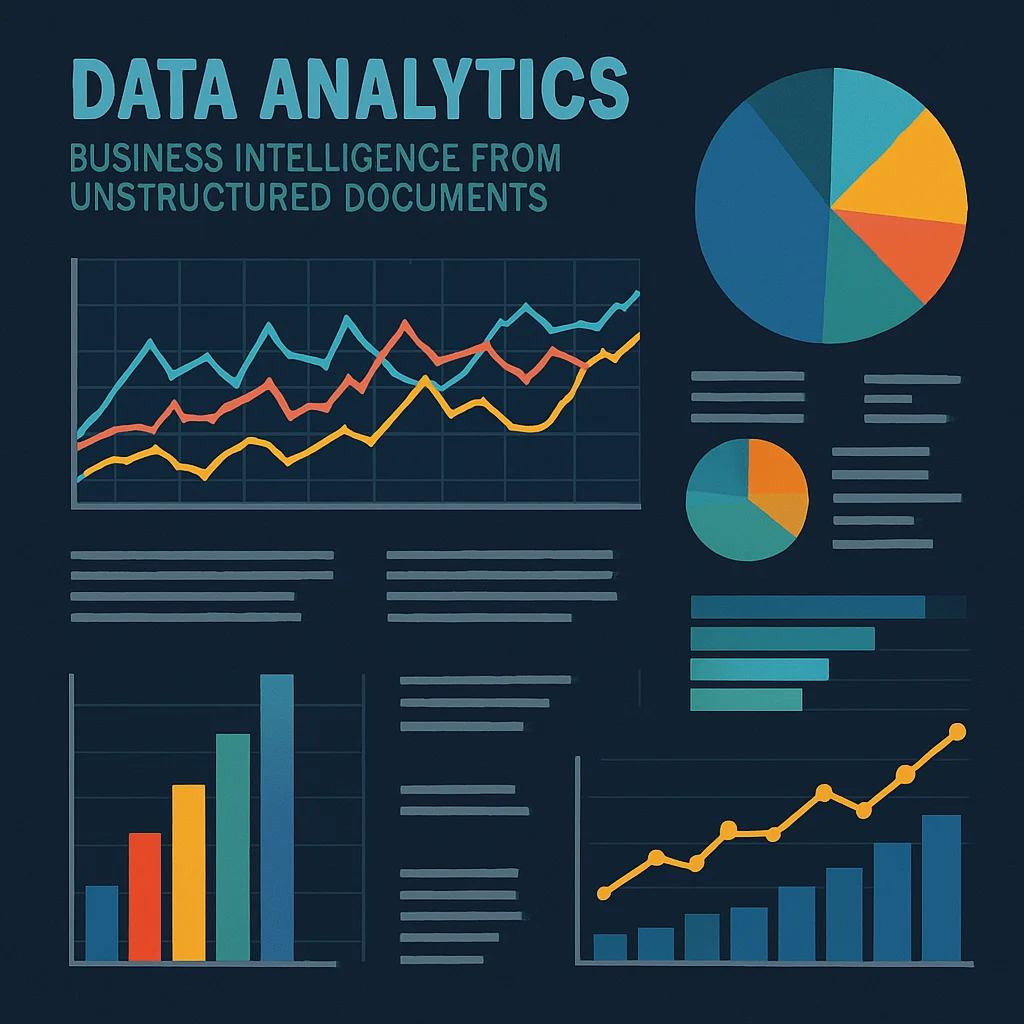 A dashboard showing data analytics, representing the business intelligence unlocked from unstructured documents